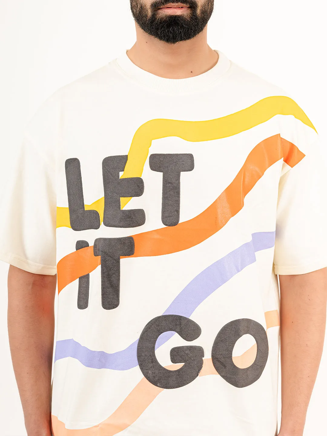 Off White Let It Go Printed Half Sleeves Oversized T-shirt