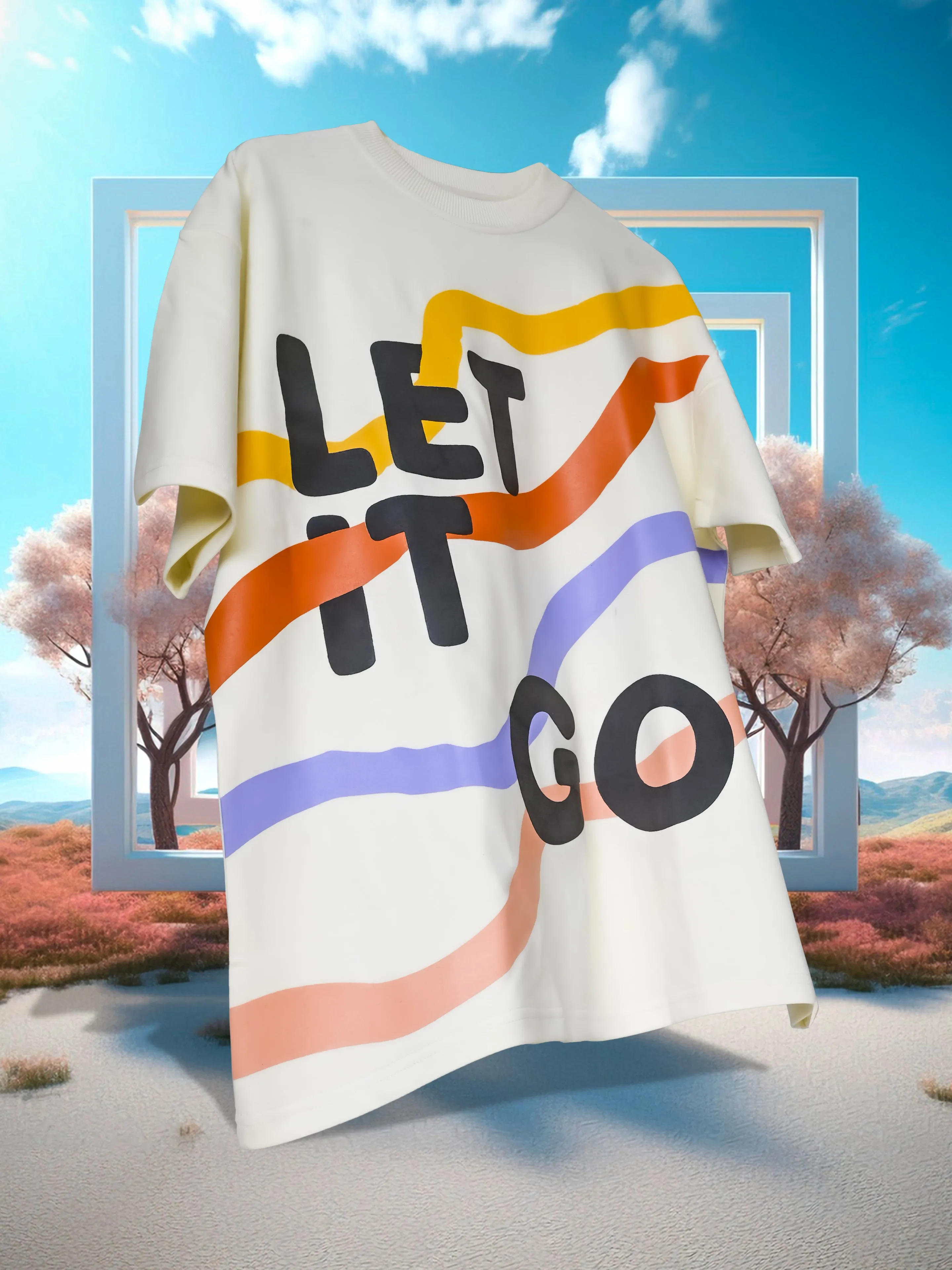 Off White Let It Go Printed Half Sleeves Oversized T-shirt