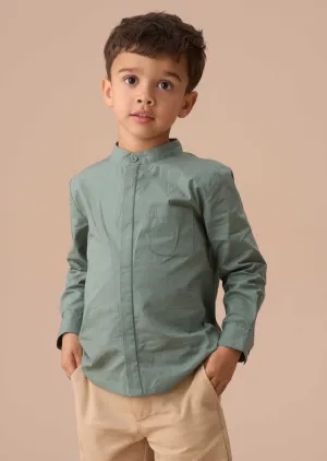 Omar Green Mandrin Collar Smart Shirt