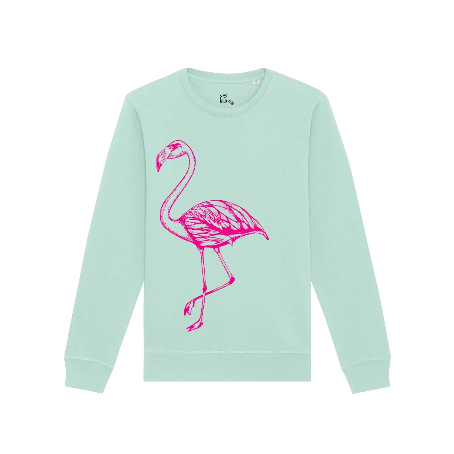 Organic Cotton Unisex Flamingo Sweatshirt | Hot Pink on Blue