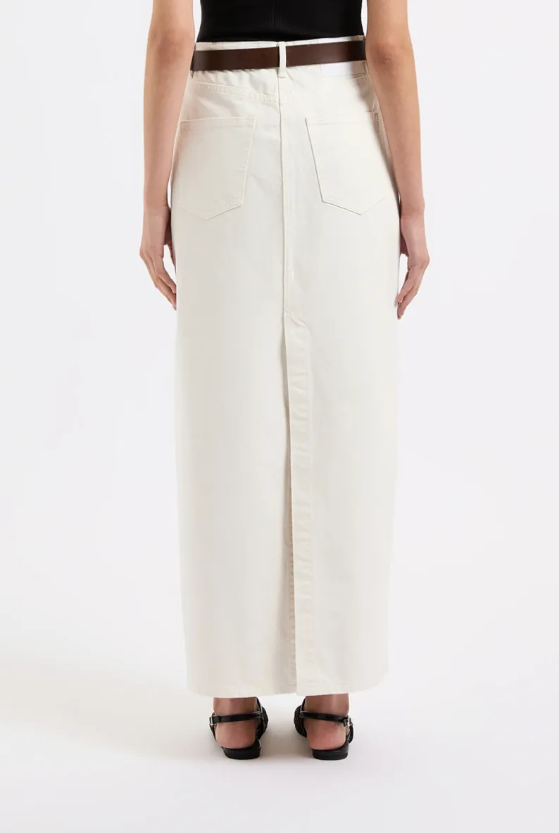 Organic Denim Maxi Skirt Ecru