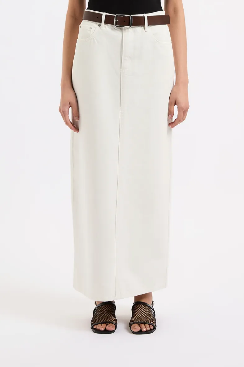 Organic Denim Maxi Skirt Ecru