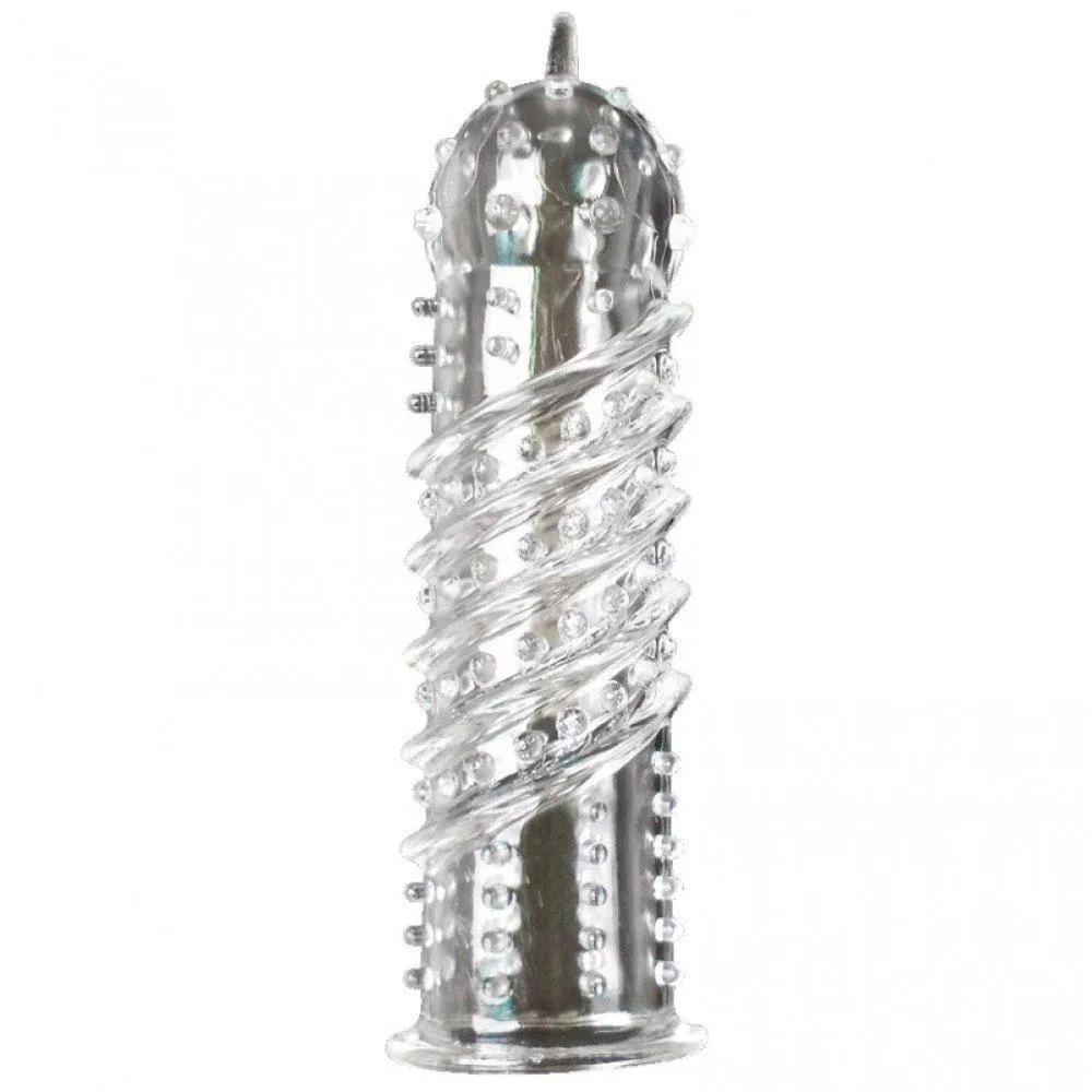 Orgasma Ribbed Textured Penis Sleeve - 14cm Clear