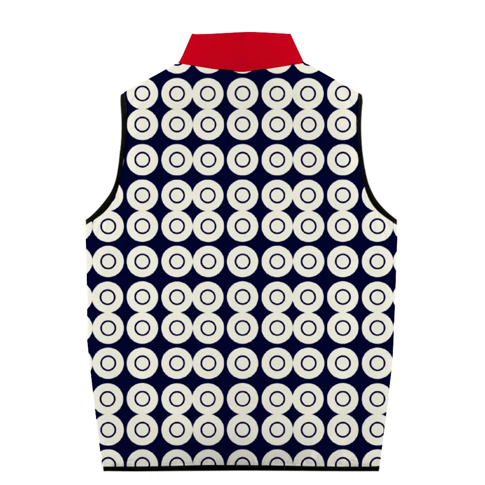 Origen Destination Unisex Windproof Full-Zip Sleeveless Cotton Vests (RedBluW)