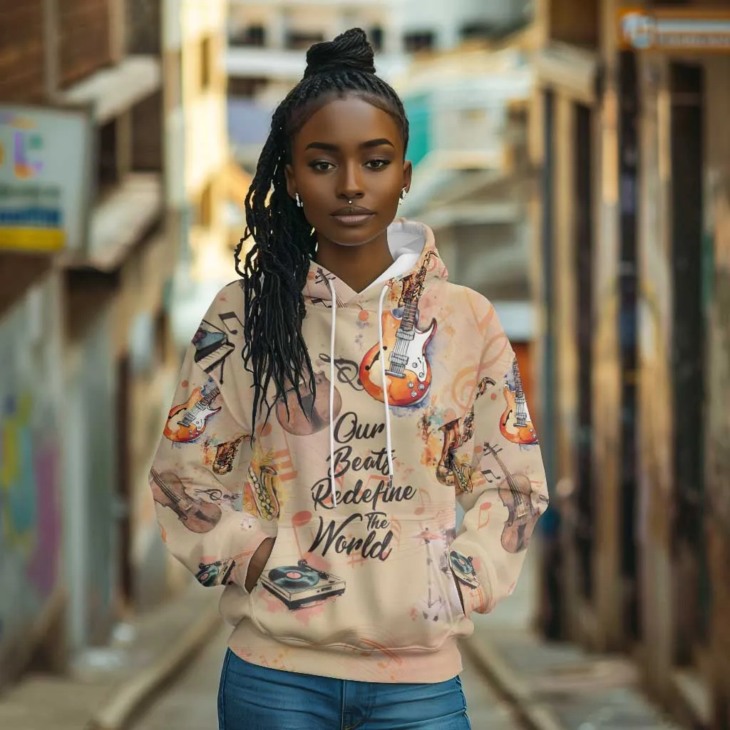 Our Beats Redefine The World African Hoodie Afro Music DT03