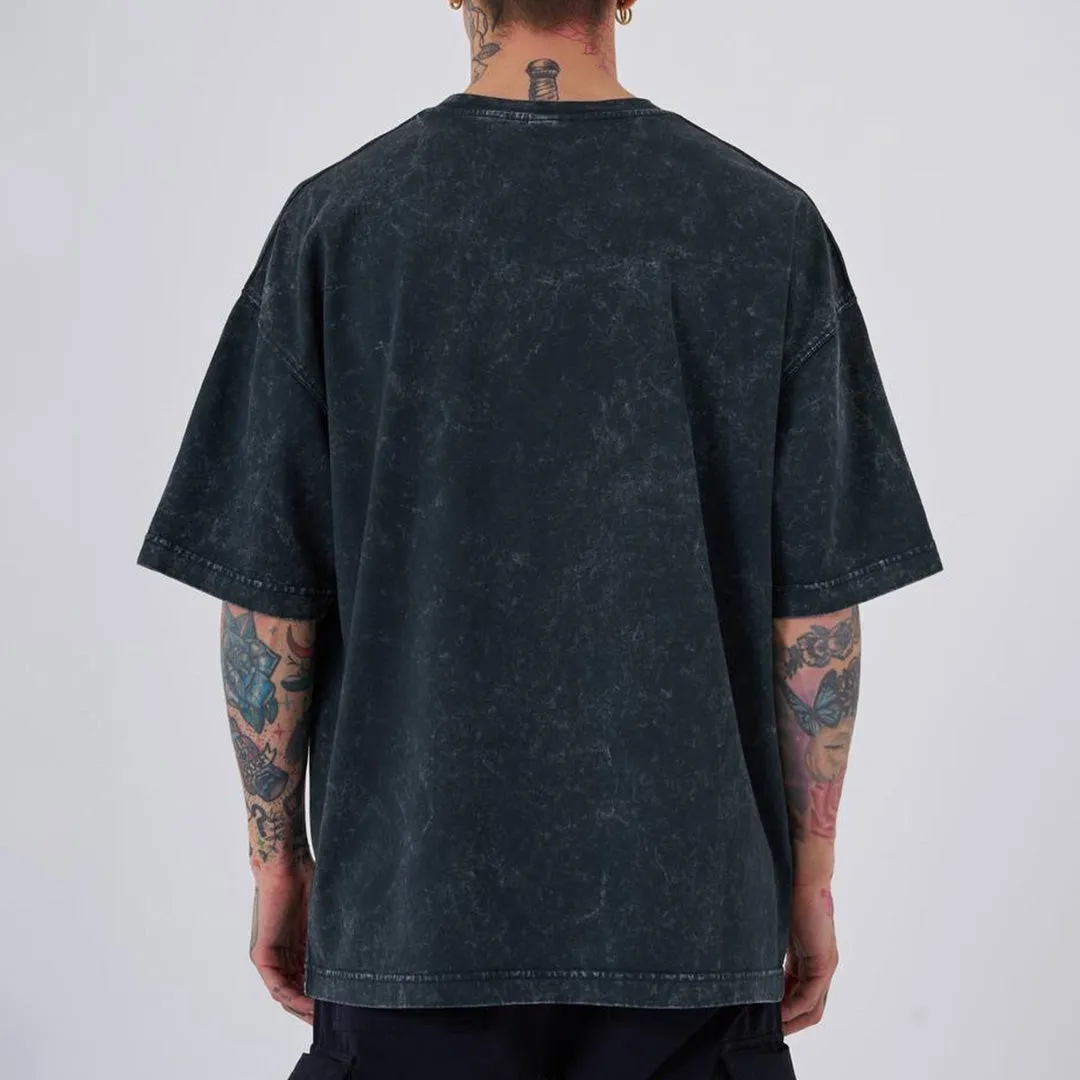 OVERSIZE ACID WASH T-SHIRT - BLACK