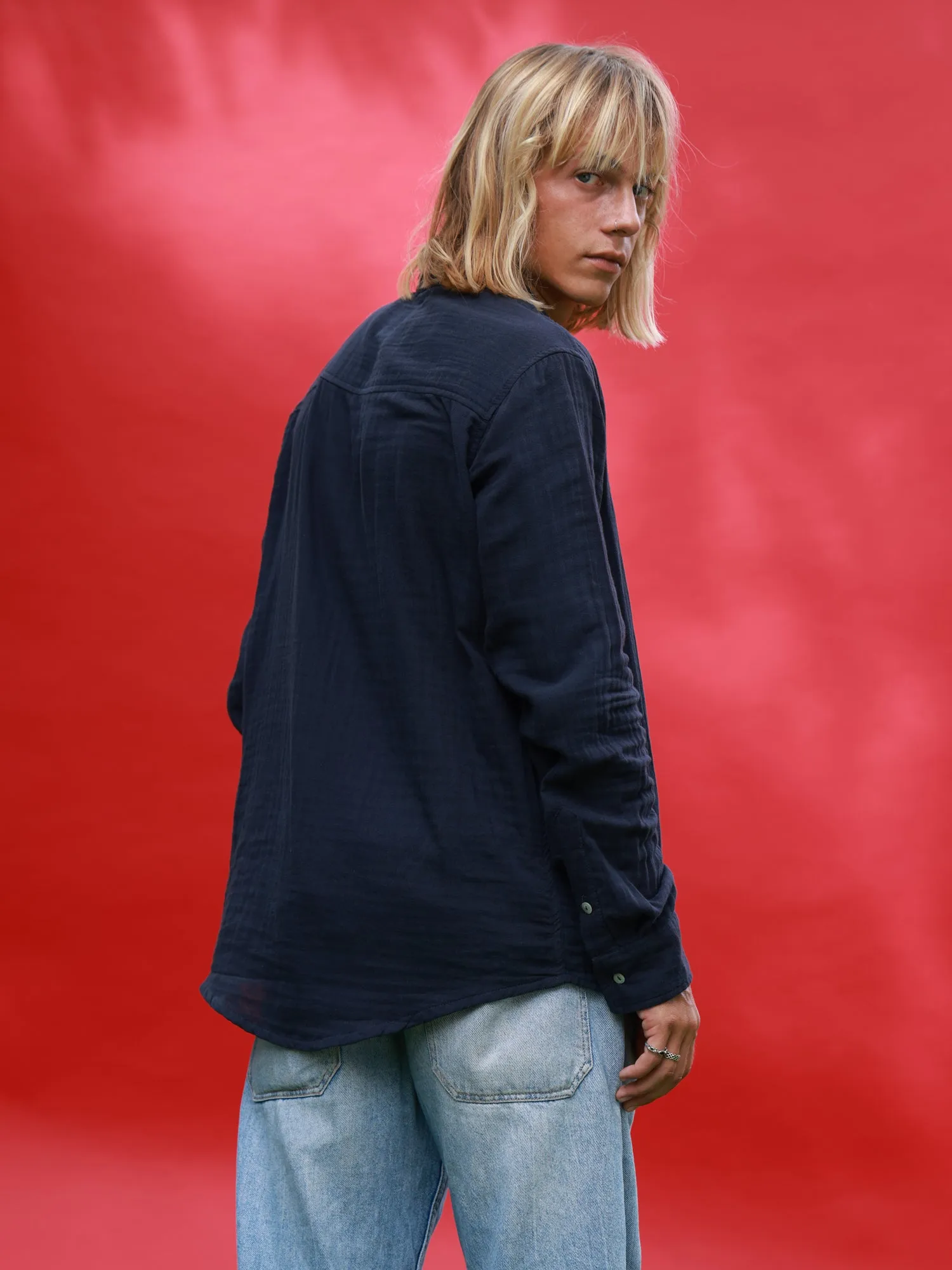 Oversized L/S Camp collar shirt