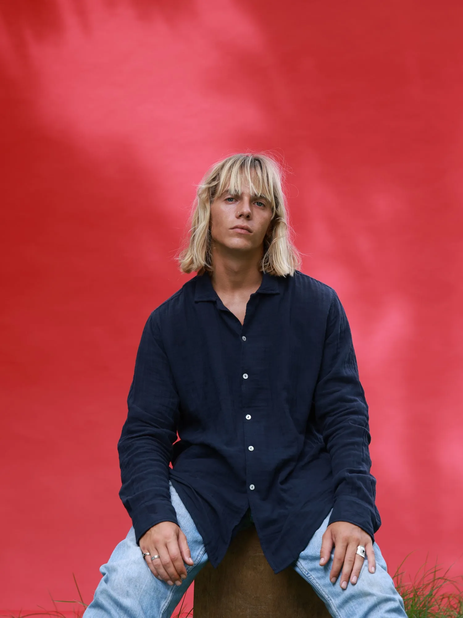 Oversized L/S Camp collar shirt