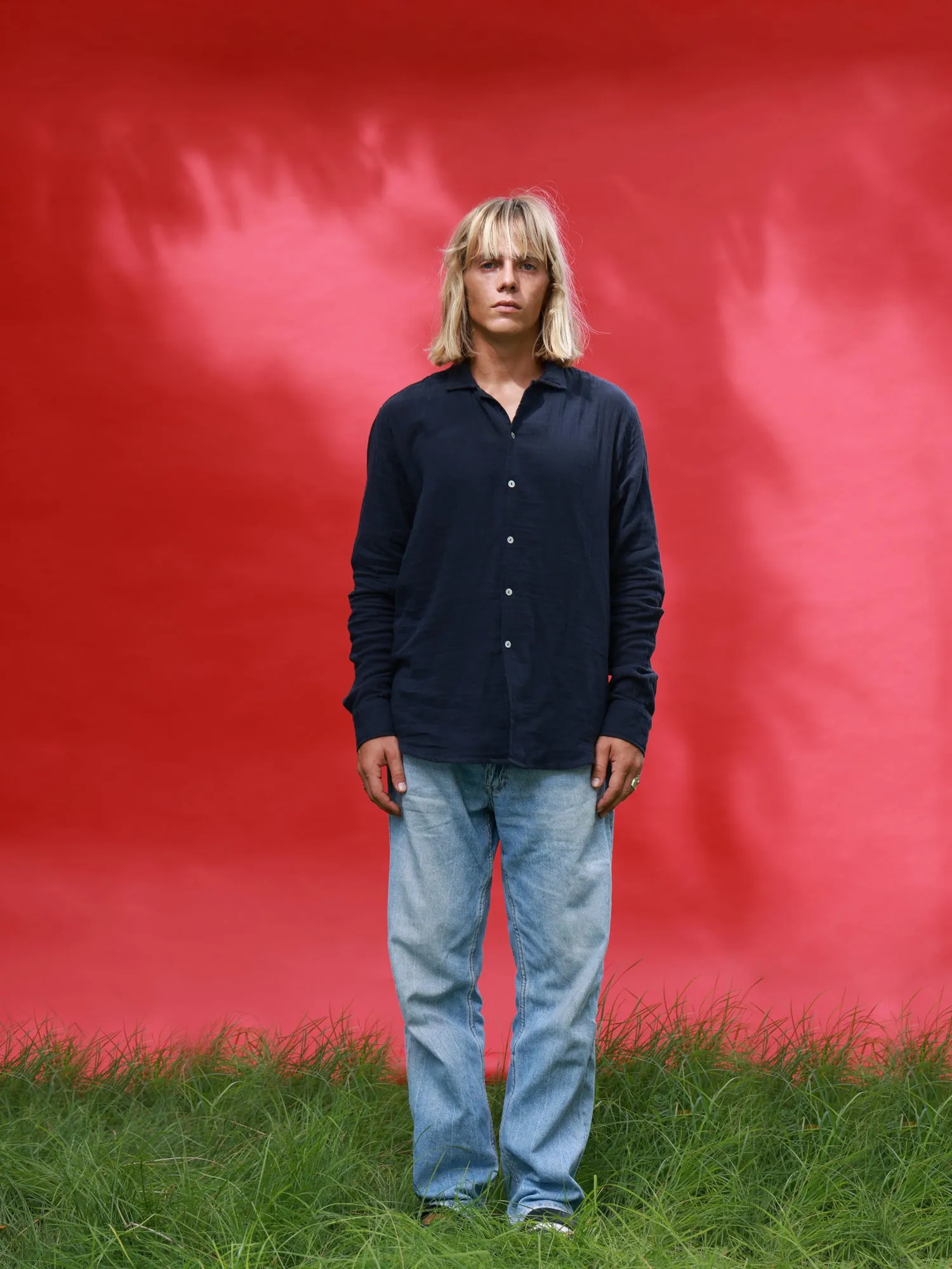 Oversized L/S Camp collar shirt