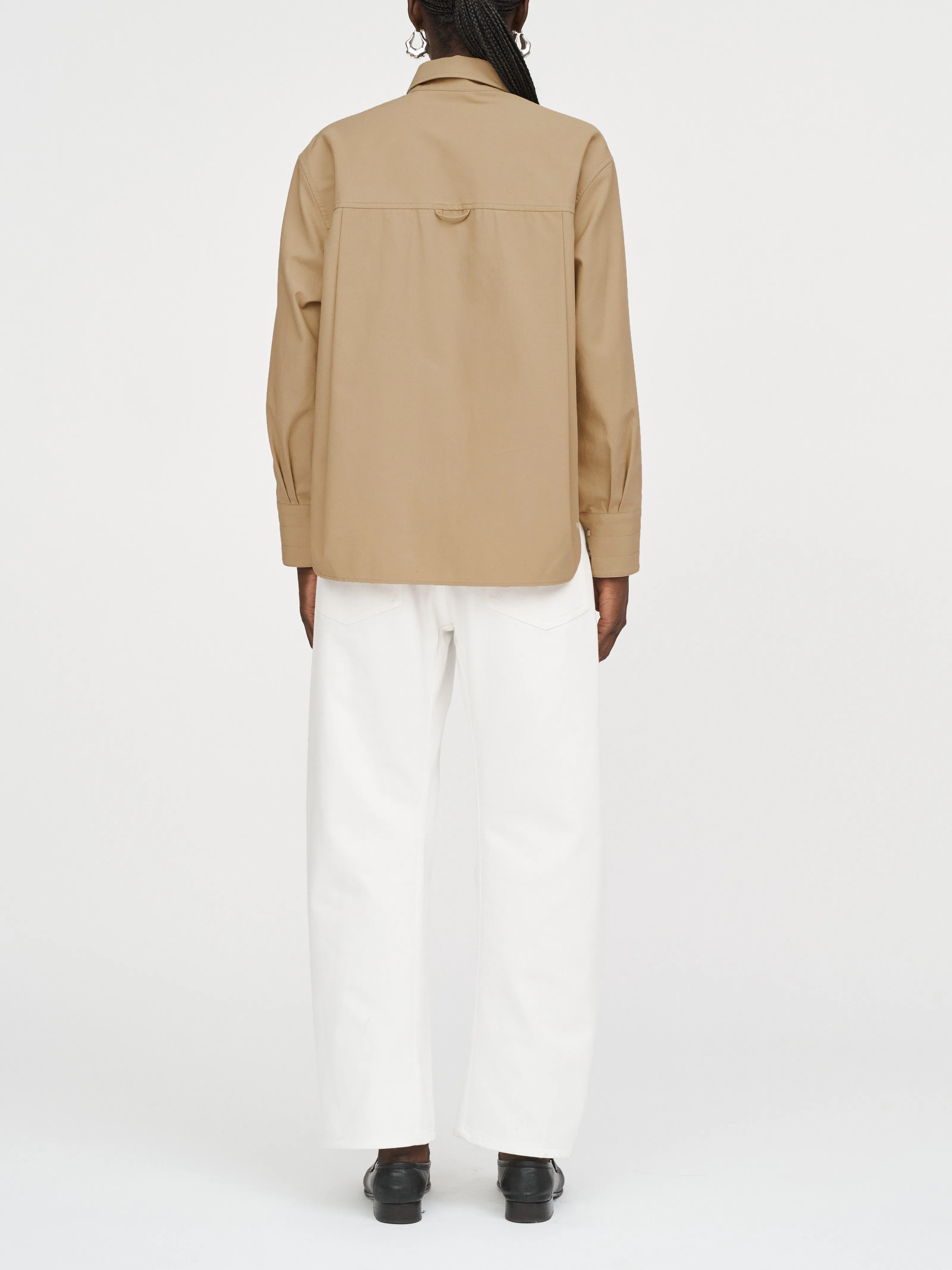 Oversized Snap Shirt in Camel