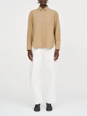 Oversized Snap Shirt in Camel