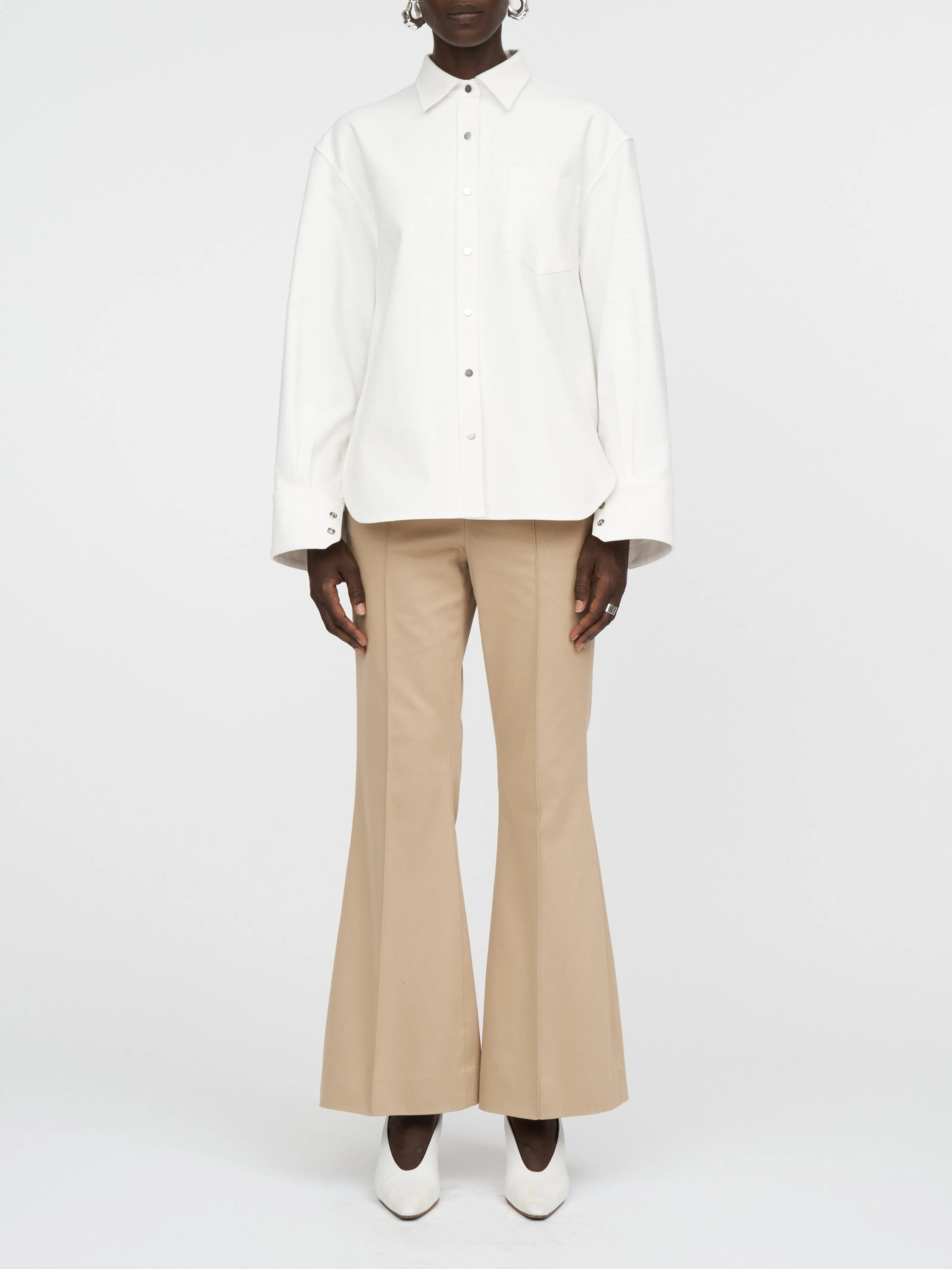 Oversized Snap Shirt in Snow White