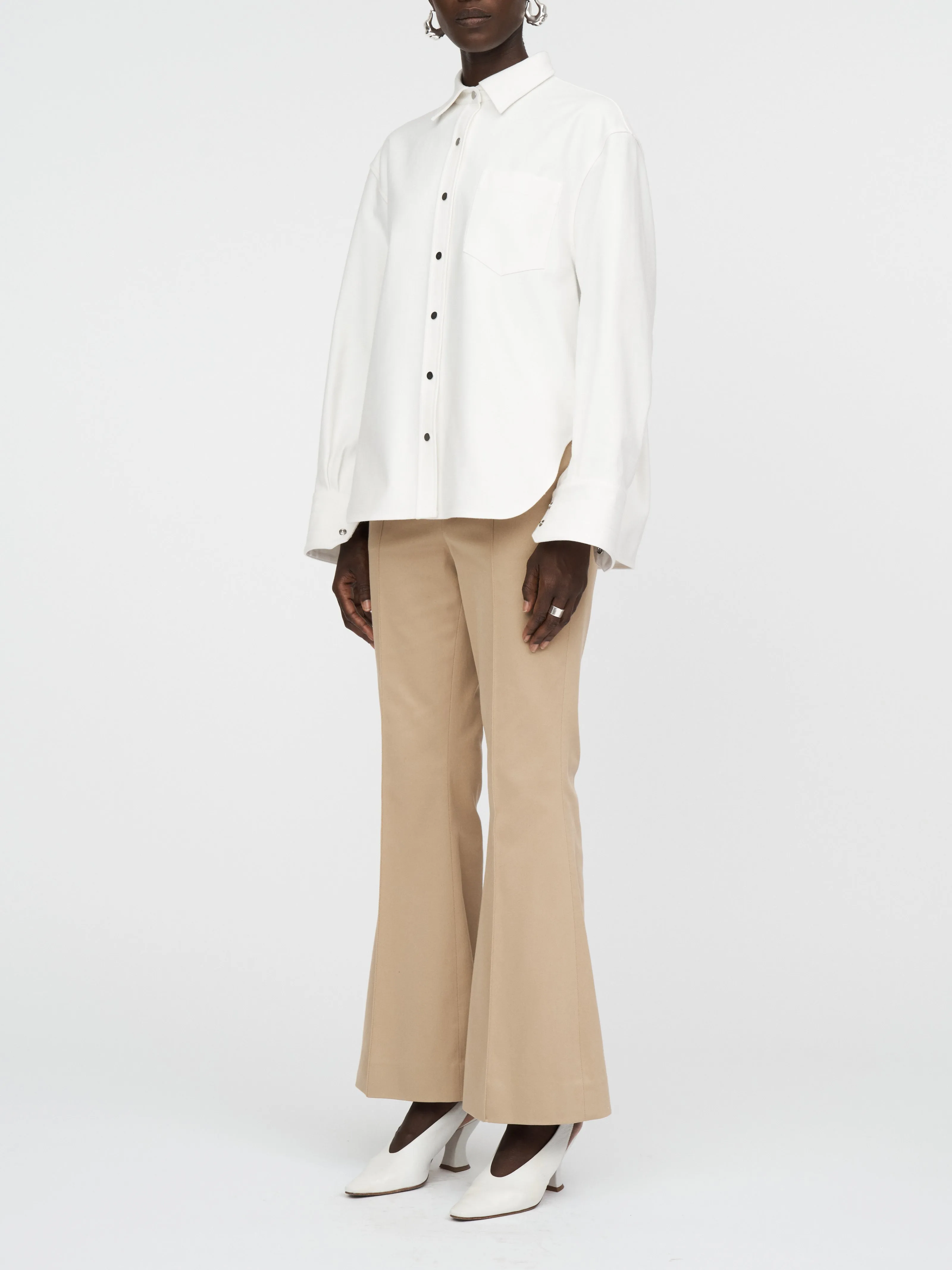 Oversized Snap Shirt in Snow White