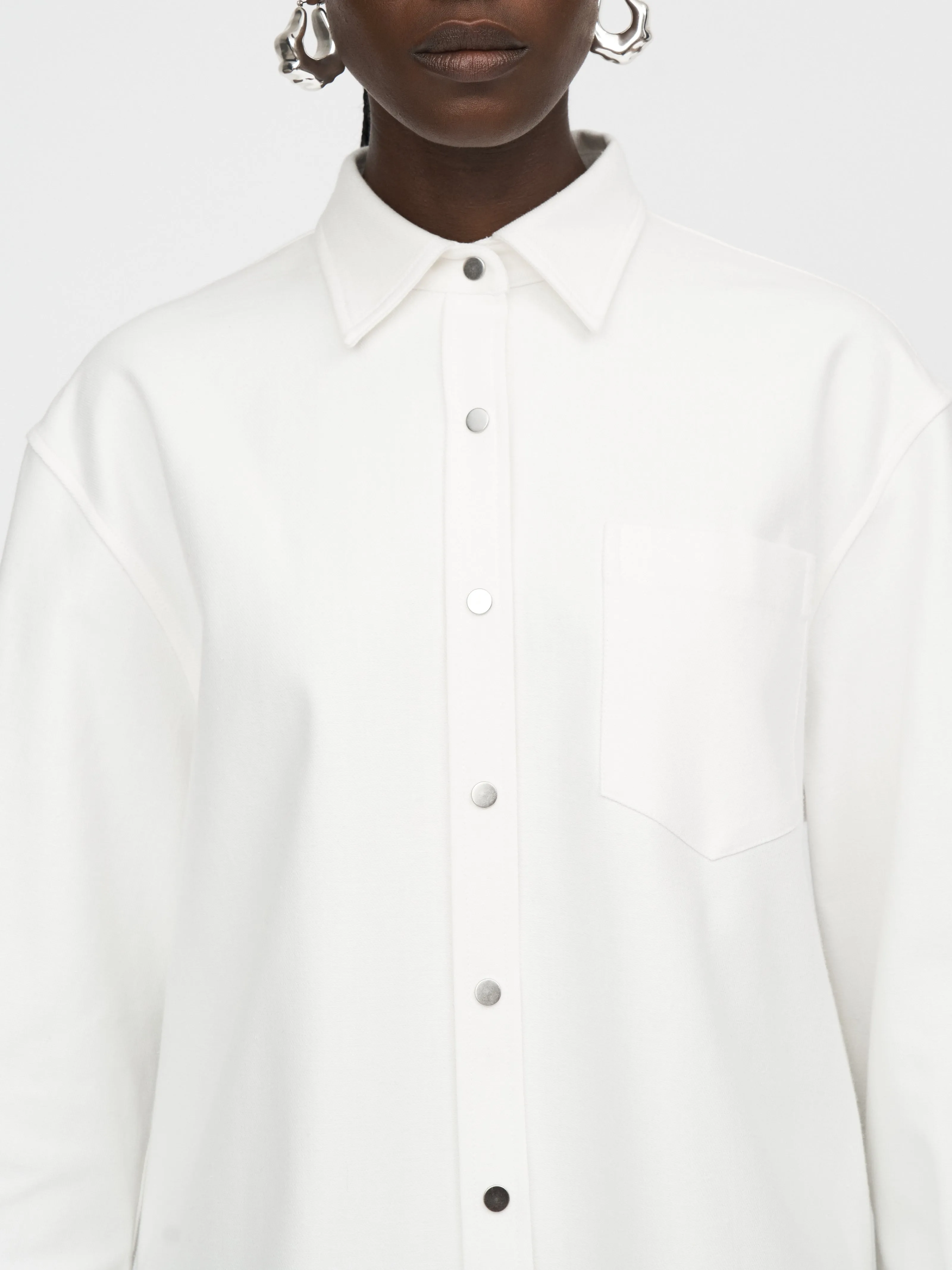Oversized Snap Shirt in Snow White