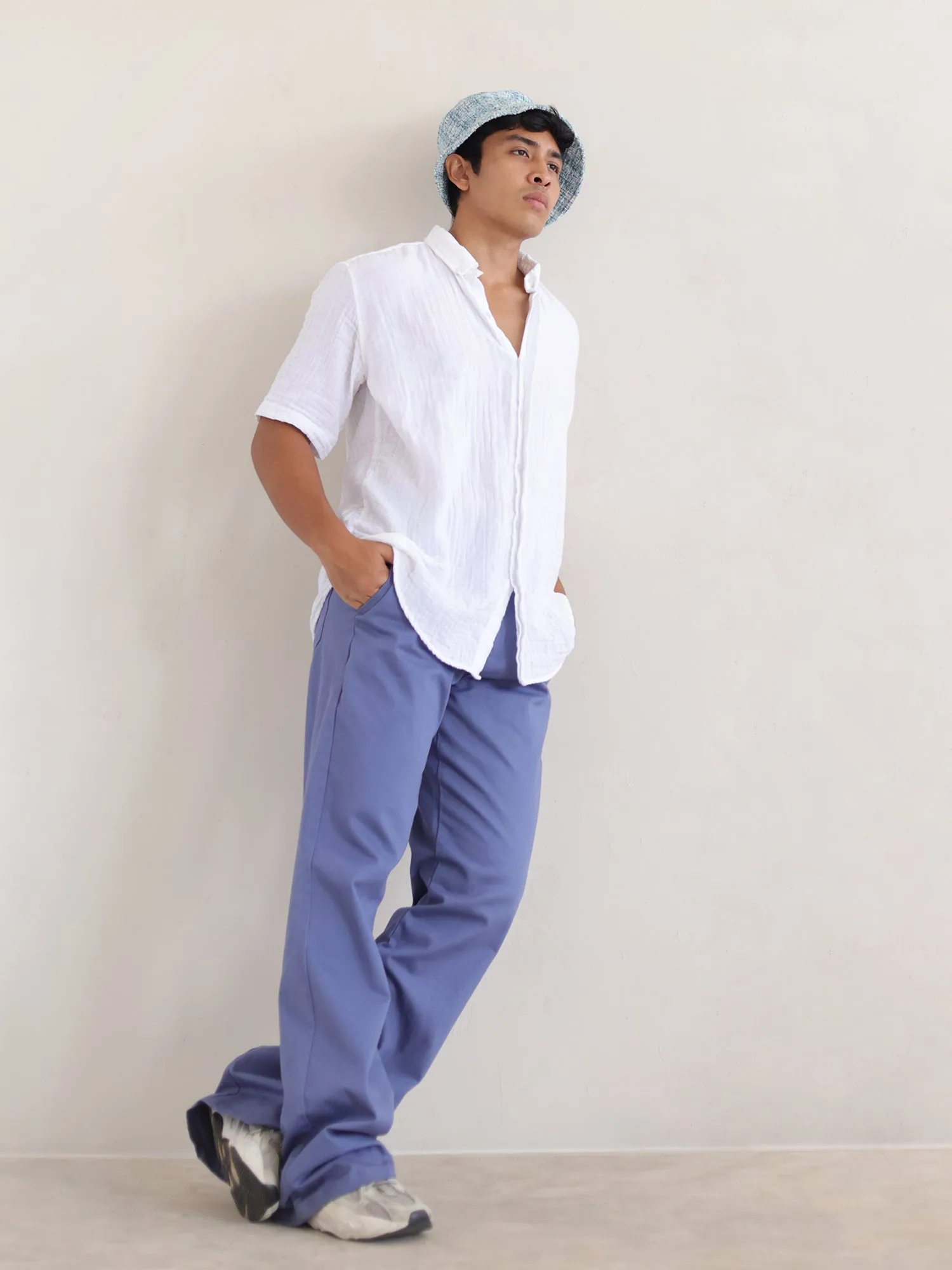 Oversized S/S regular collar shirt