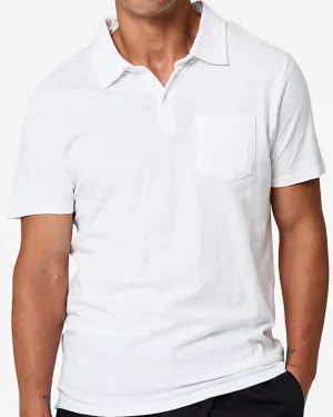 Pact Organic Textured Slub Polo, White