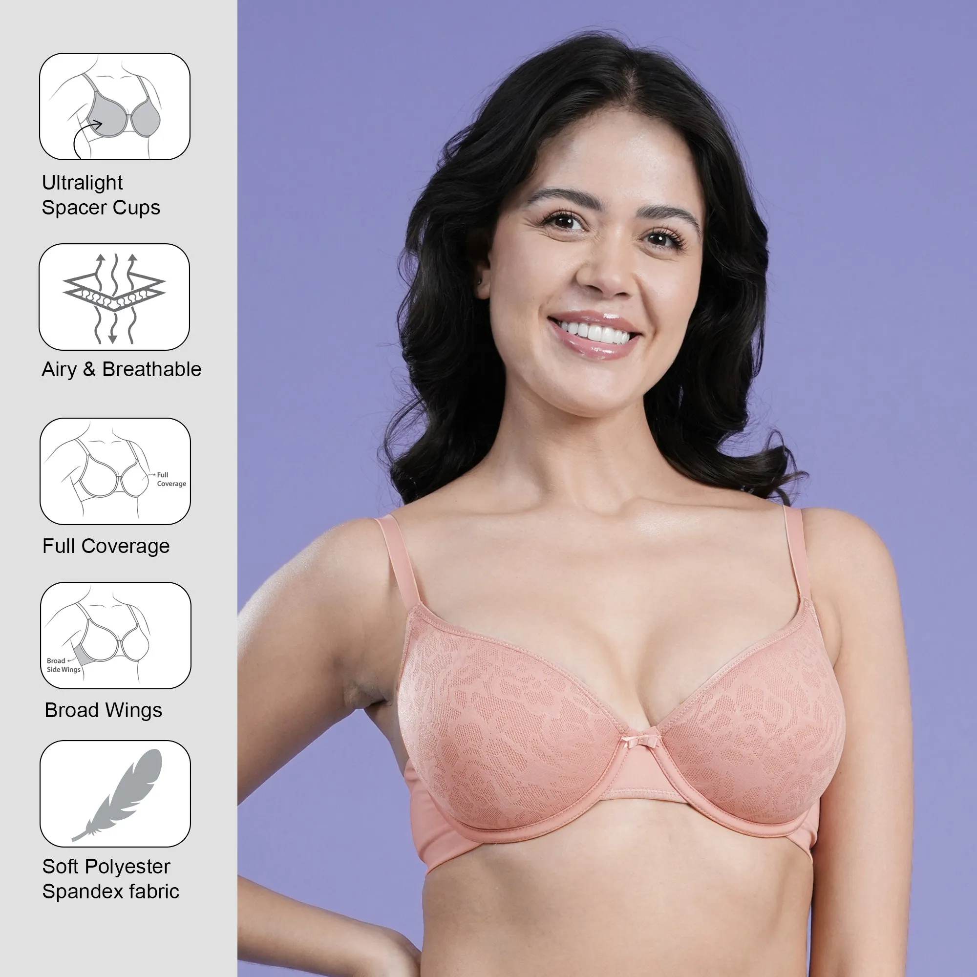 Padded Wired Full Coverage Ultra Light Spacer Cups Bra