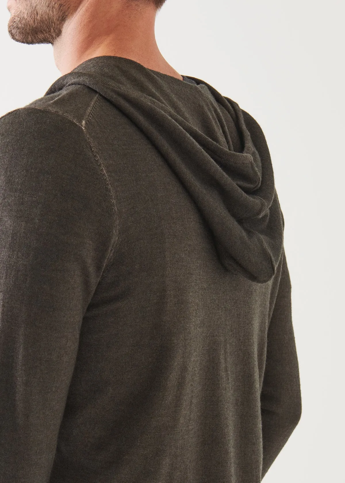 PATRICK ASSARAF Extra Fine Merino Full Zip Hoodie | Dusky Green