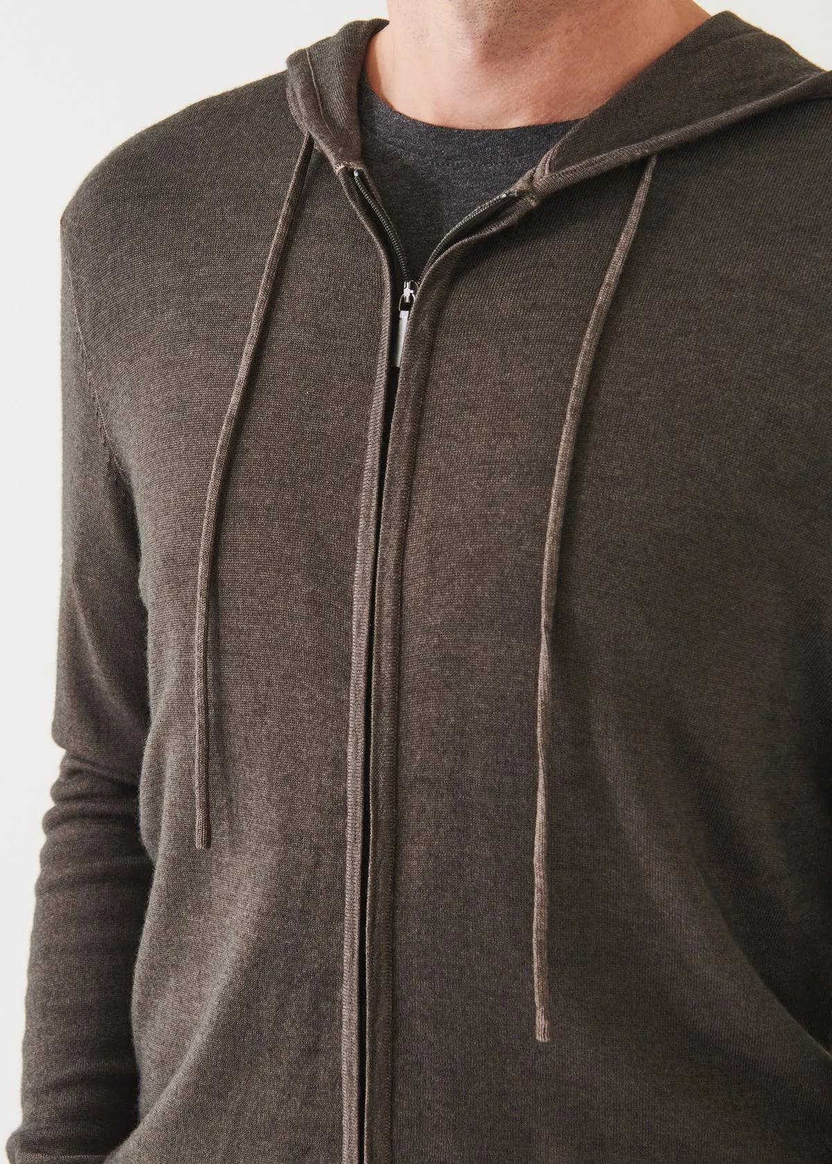 PATRICK ASSARAF Extra Fine Merino Full Zip Hoodie | Dusky Green