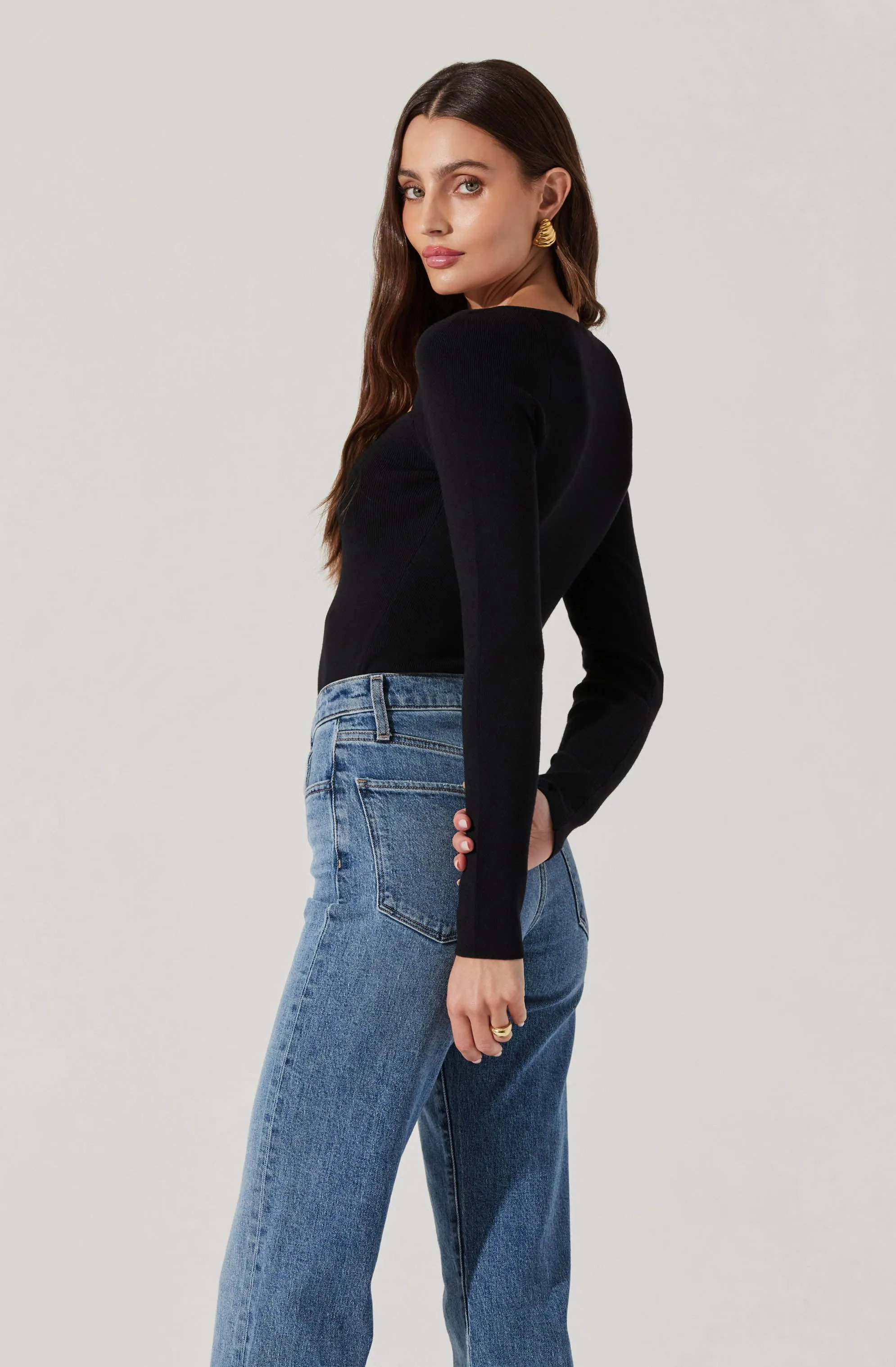 Pearl Detail Fine Knit Sweater