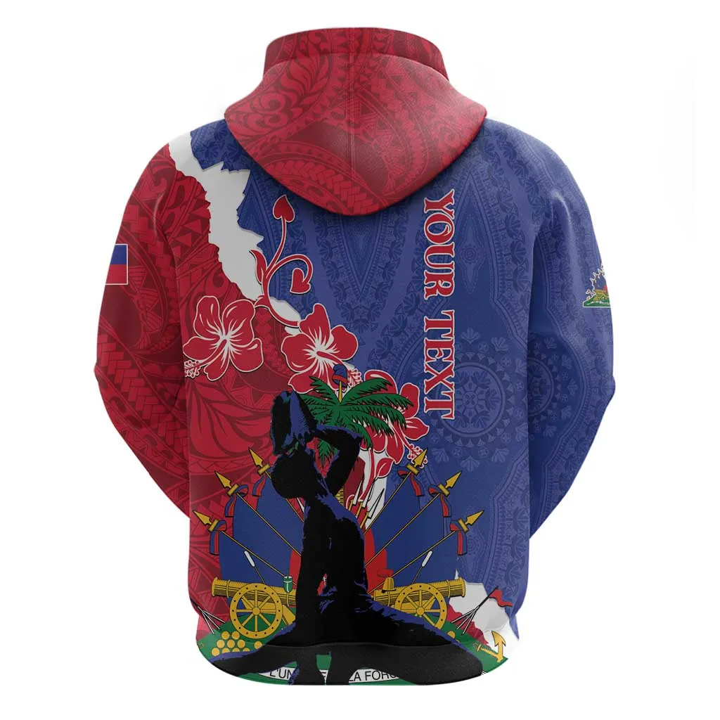 Personalised Afro Haiti Le Marron Inconnu Zip Hoodie Dashiki Mix Polynesian Pattern LT01