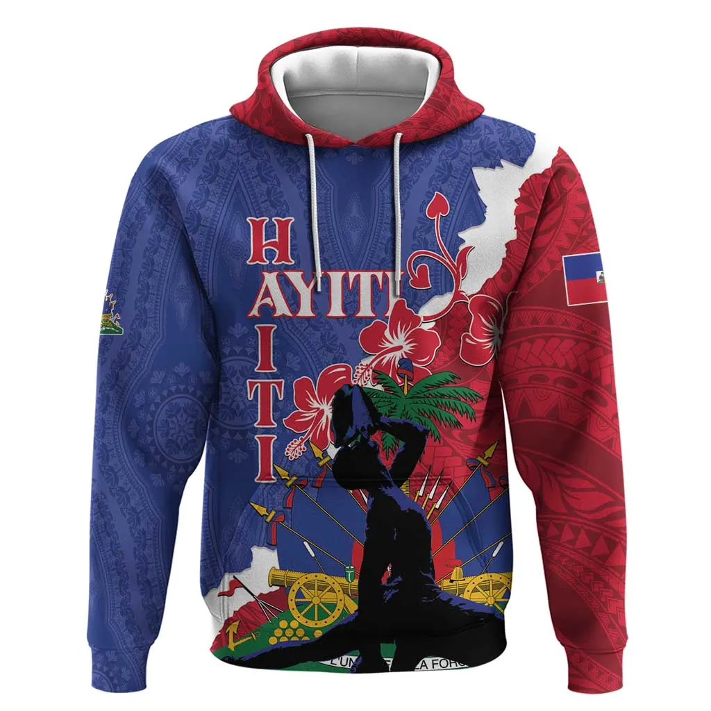 Personalised Afro Haiti Le Marron Inconnu Zip Hoodie Dashiki Mix Polynesian Pattern LT01