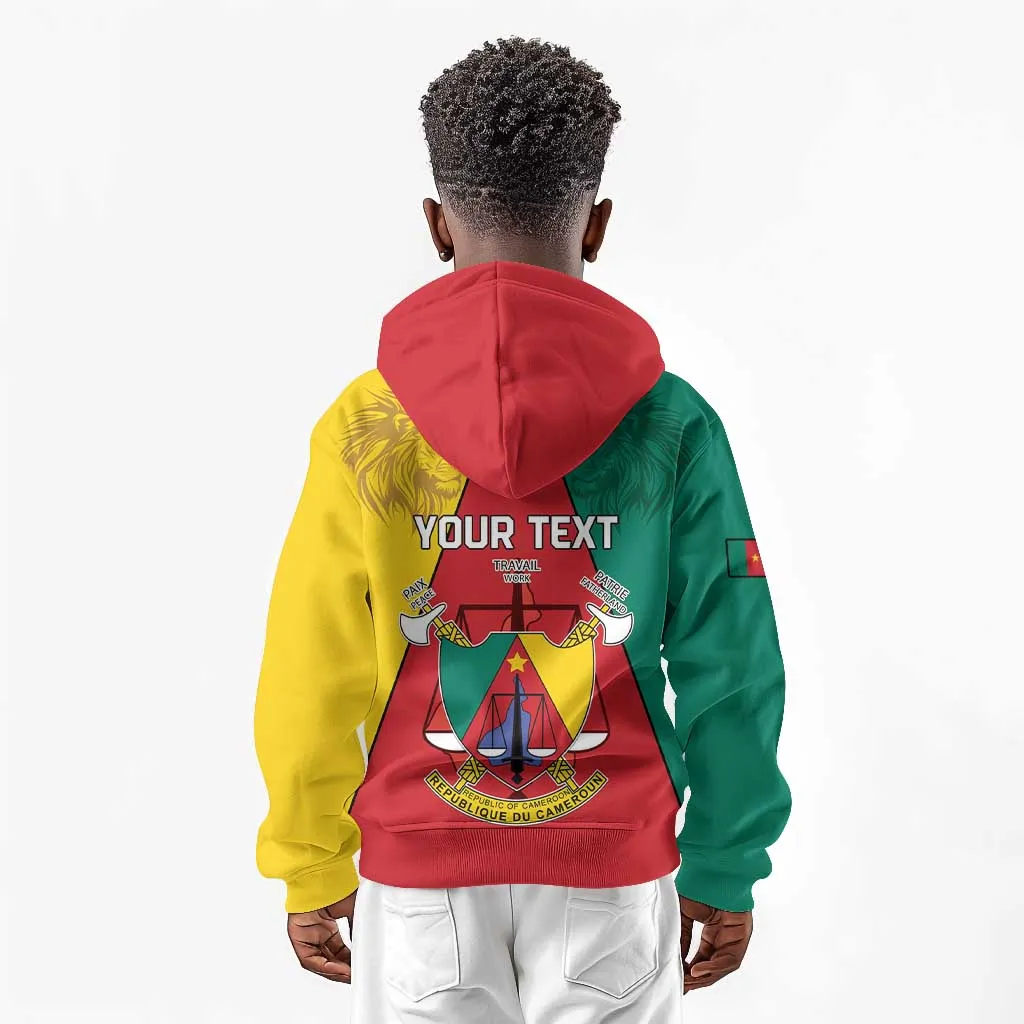 Personalised Cameroon National Day Kid Hoodie Lion Mix Coat Of Arms Style LT15