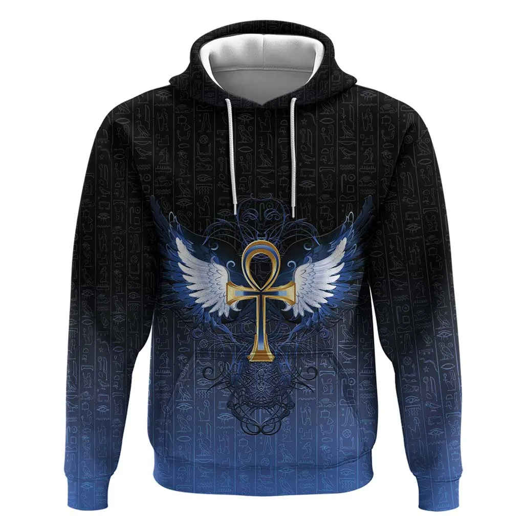 Personalised Egyptian Ankh Zip Hoodie Egypt Hieroglyphs Pattern LT15