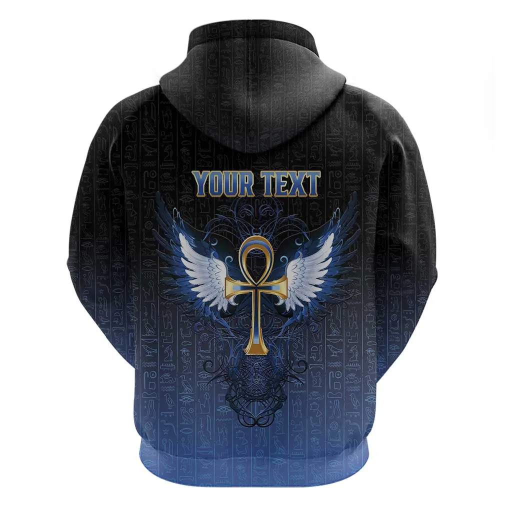 Personalised Egyptian Ankh Zip Hoodie Egypt Hieroglyphs Pattern LT15