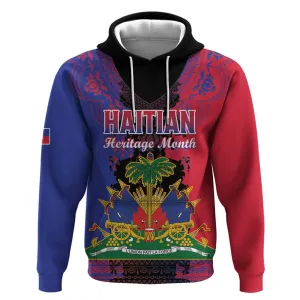 Personalised Haitian Heritage Month Hoodie Coat Of Arms With Dashiki Pattern LT15