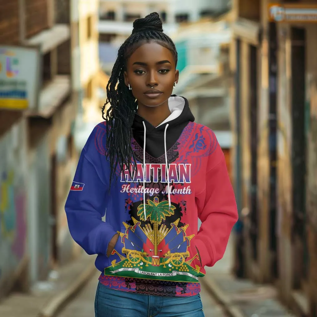 Personalised Haitian Heritage Month Hoodie Coat Of Arms With Dashiki Pattern LT15