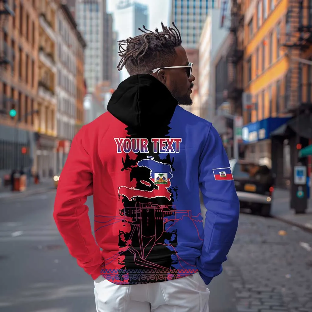Personalised Haitian Heritage Month Hoodie Coat Of Arms With Dashiki Pattern LT15
