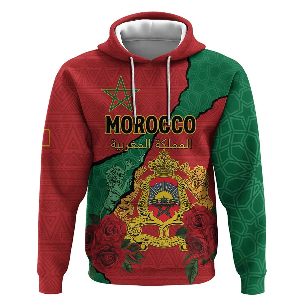Personalised Morocco Hoodie Coat Of Arms - Islamic Mix African Patterns LT15