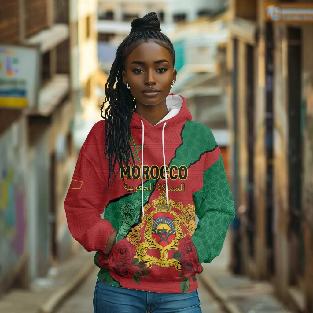 Personalised Morocco Hoodie Coat Of Arms - Islamic Mix African Patterns LT15