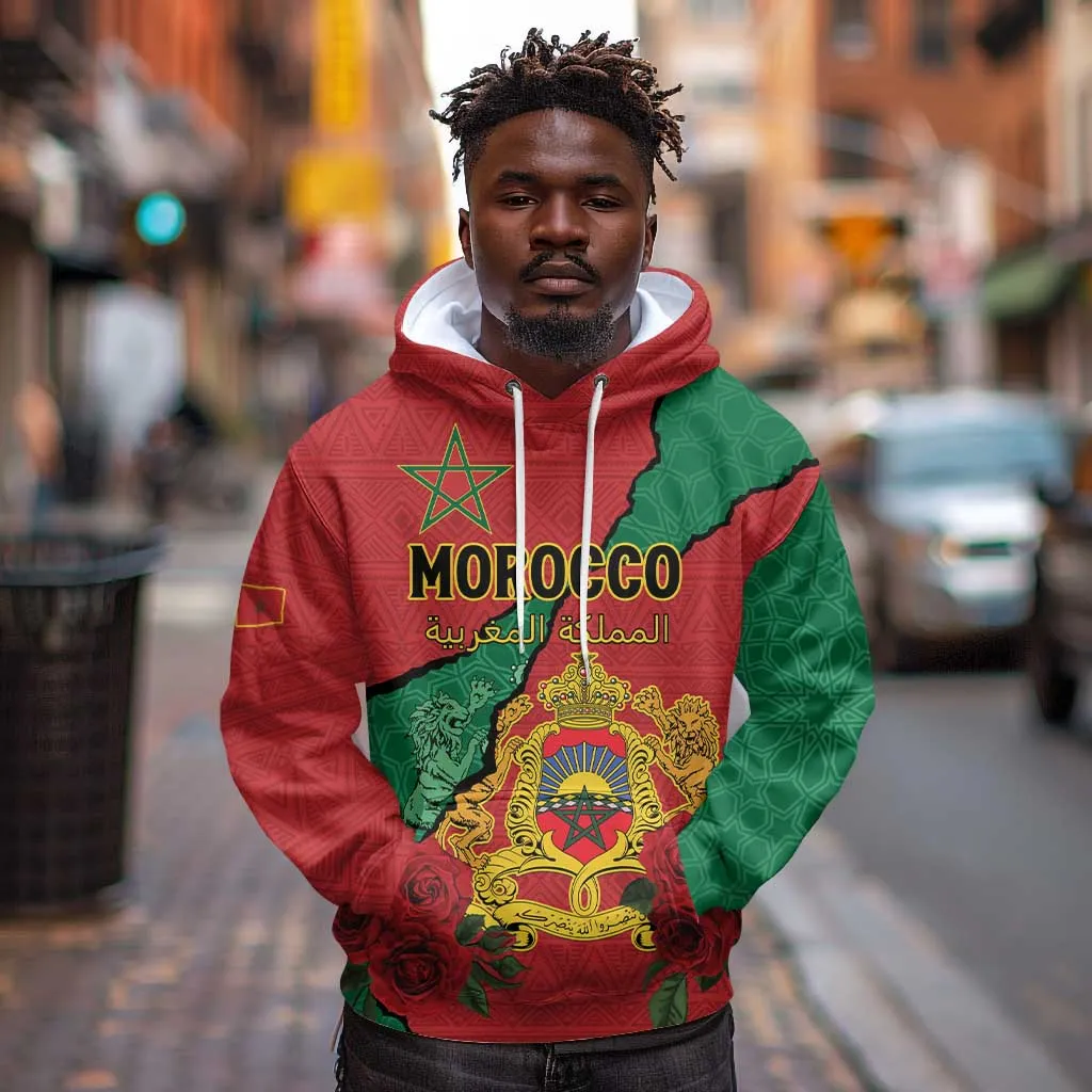 Personalised Morocco Hoodie Coat Of Arms - Islamic Mix African Patterns LT15