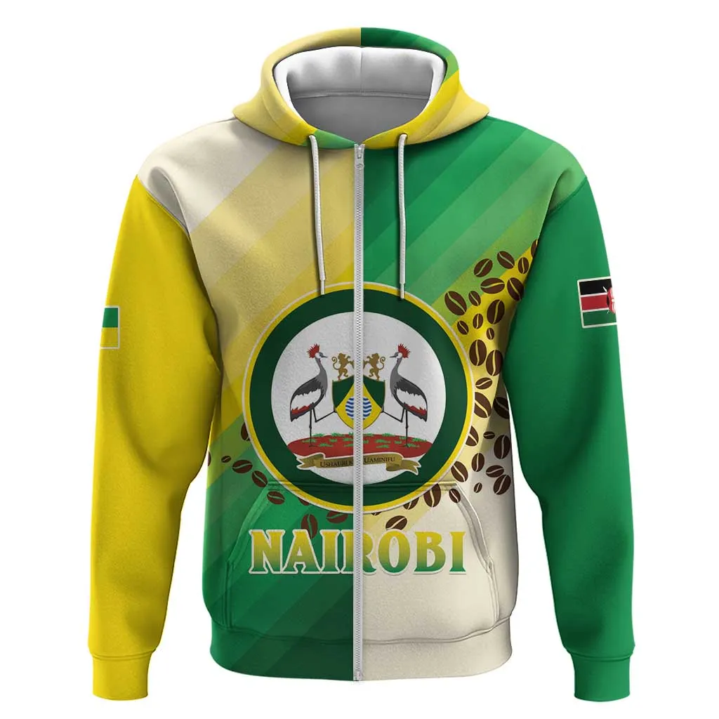 Personalised Nairobi Kenya Hoodie Coat Of Arms With Coffee LT15