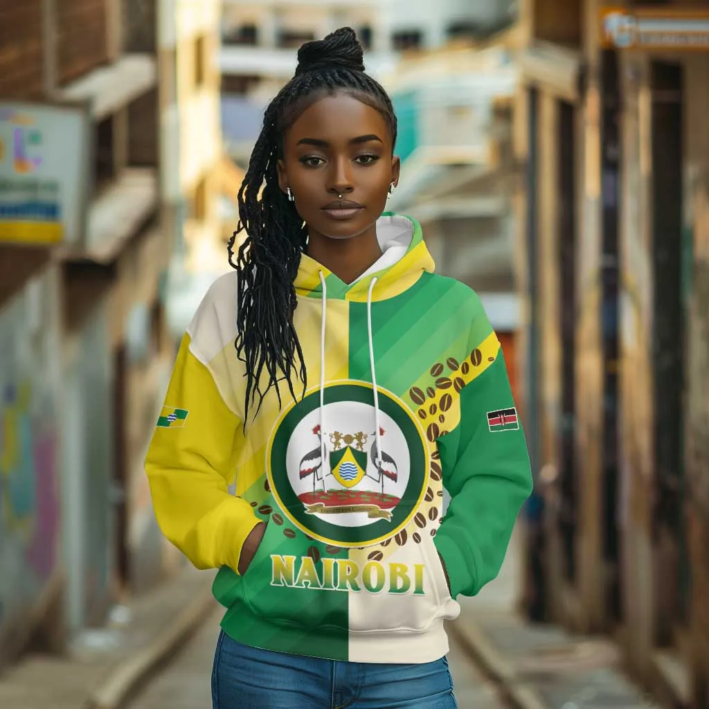Personalised Nairobi Kenya Hoodie Coat Of Arms With Coffee LT15