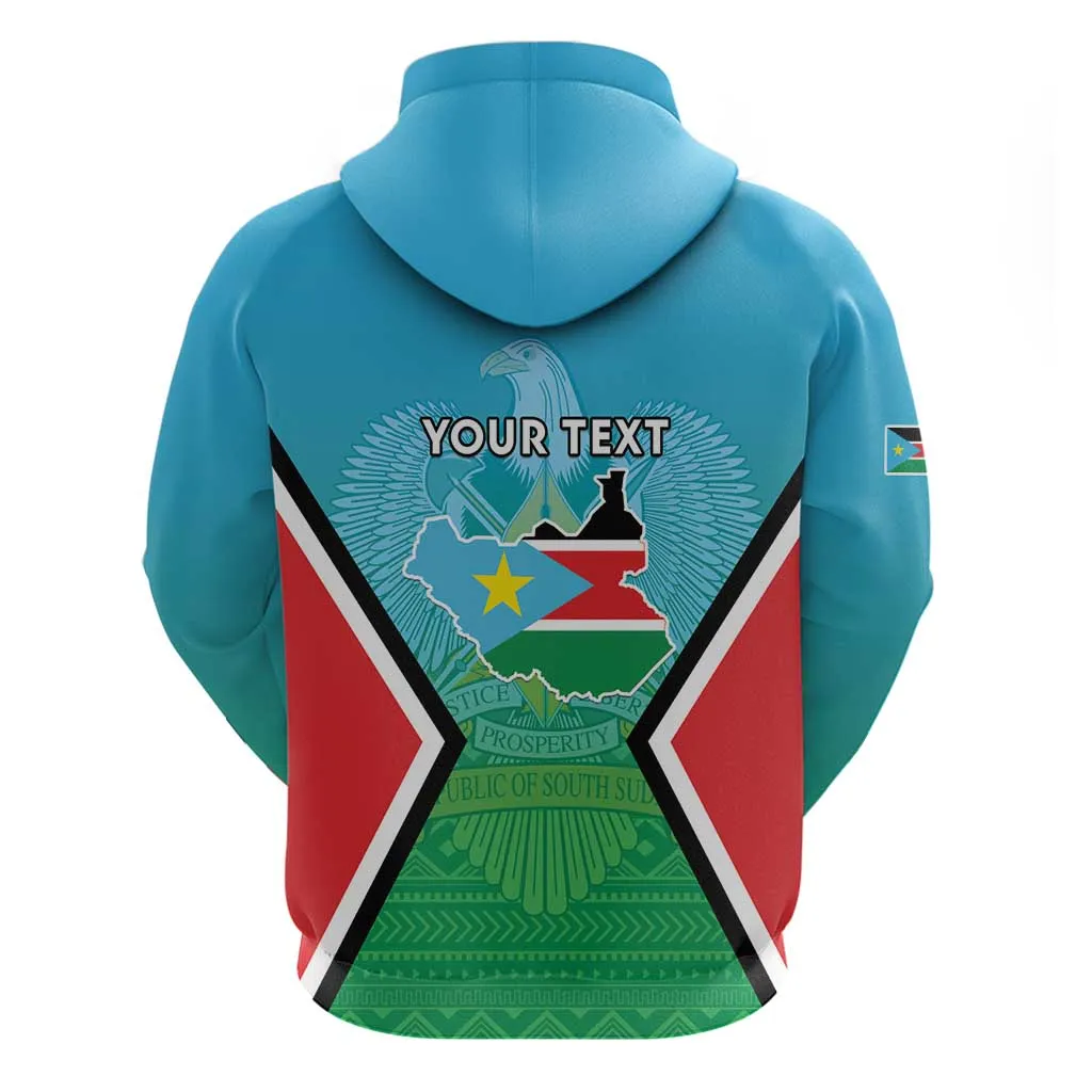 Personalised South Sudan Zip Hoodie Coat Of Arms - Happy Independence Day LT15