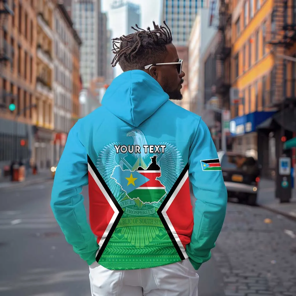 Personalised South Sudan Zip Hoodie Coat Of Arms - Happy Independence Day LT15