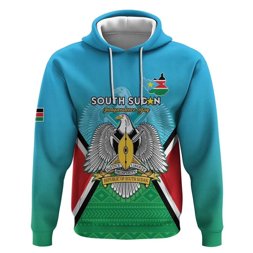 Personalised South Sudan Zip Hoodie Coat Of Arms - Happy Independence Day LT15