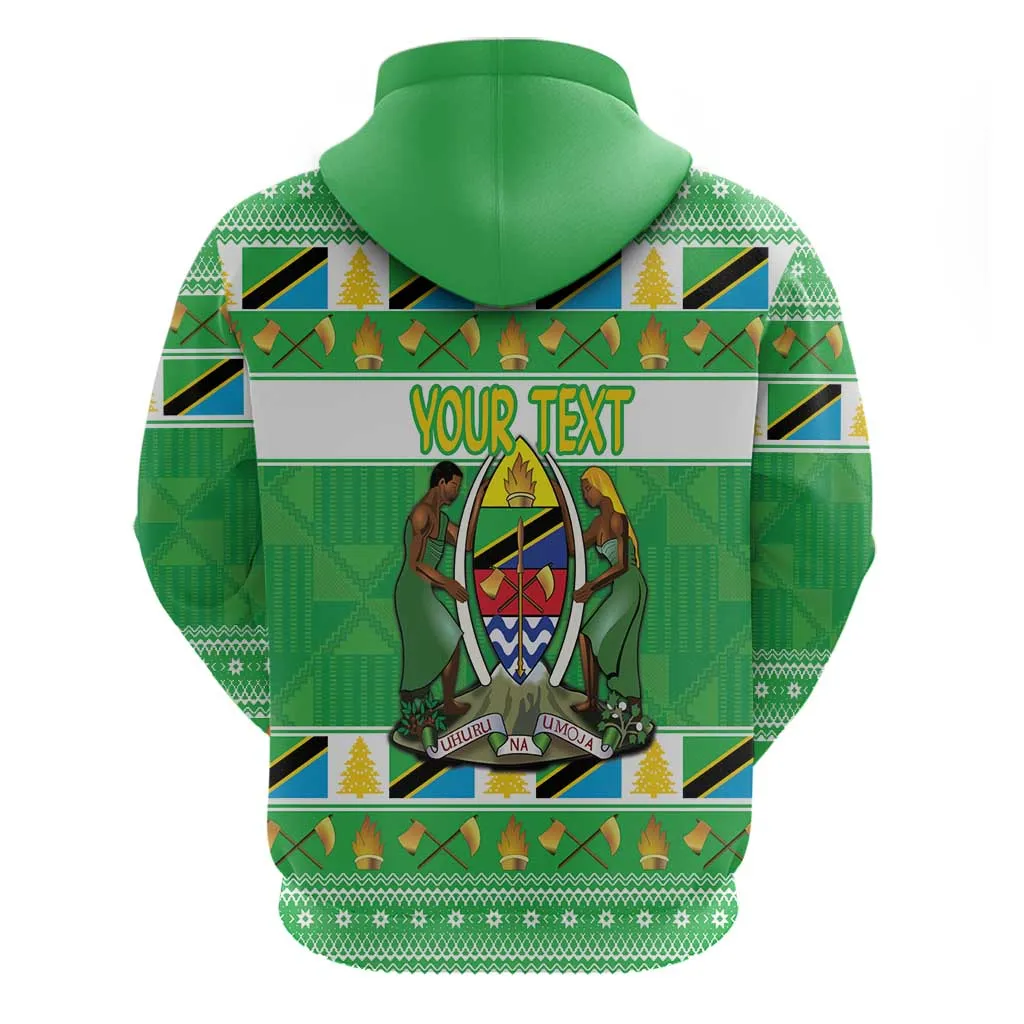 Personalized Afro Tanzania Christmas Hoodie Heri ya Krismasi With Coat Of Arms LT18