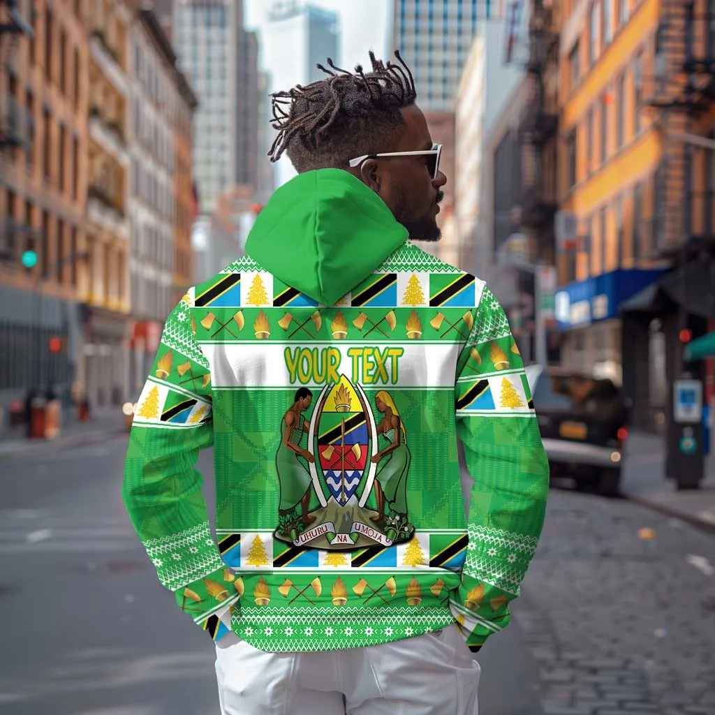 Personalized Afro Tanzania Christmas Hoodie Heri ya Krismasi With Coat Of Arms LT18