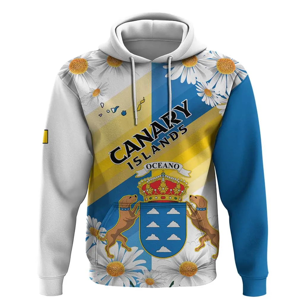 Personalized Canary Islands Zip Hoodie Coat Of Arms Argyranthemum Frutescens LT15