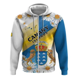 Personalized Canary Islands Zip Hoodie Coat Of Arms Argyranthemum Frutescens LT15