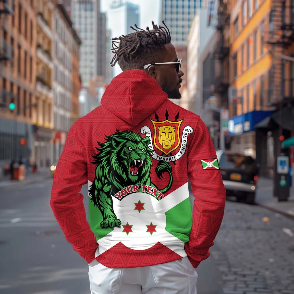 Personalized Jamhuri ya Burundi Zip Hoodie Lion With Coat Of Arms - Flag Style LT15