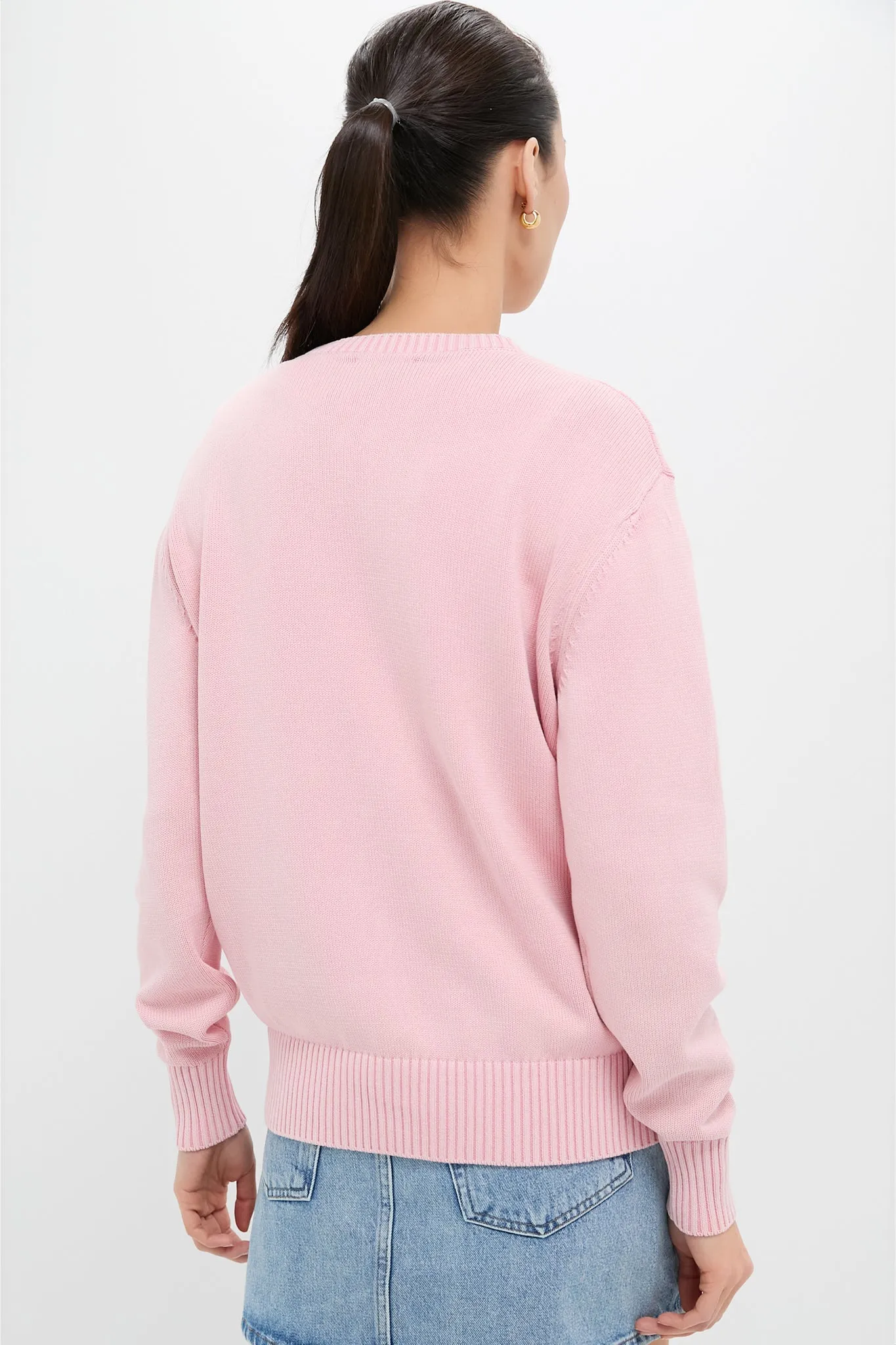 Pink Stone Washed Cotton Anne Crewneck Sweater
