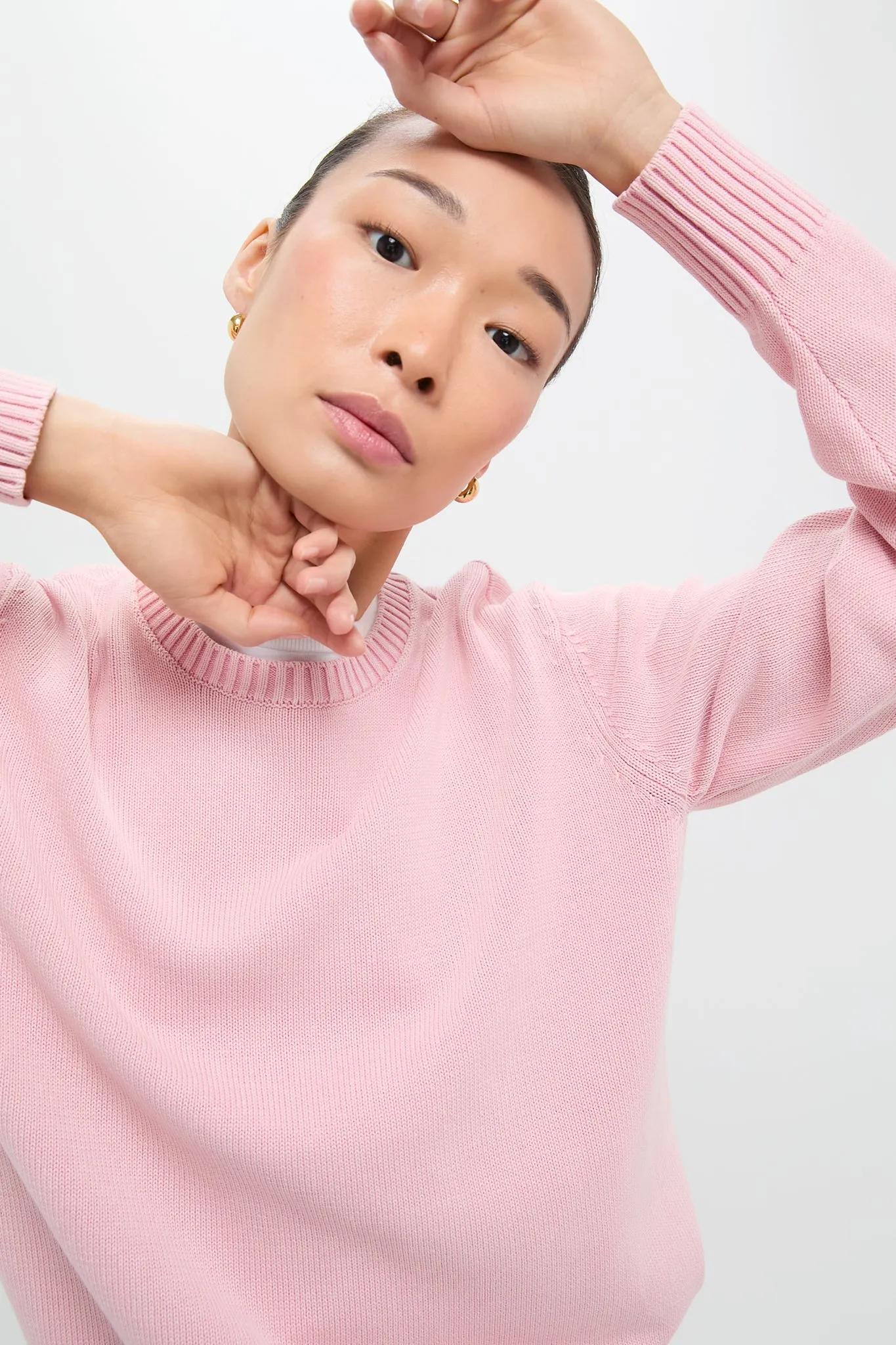 Pink Stone Washed Cotton Anne Crewneck Sweater