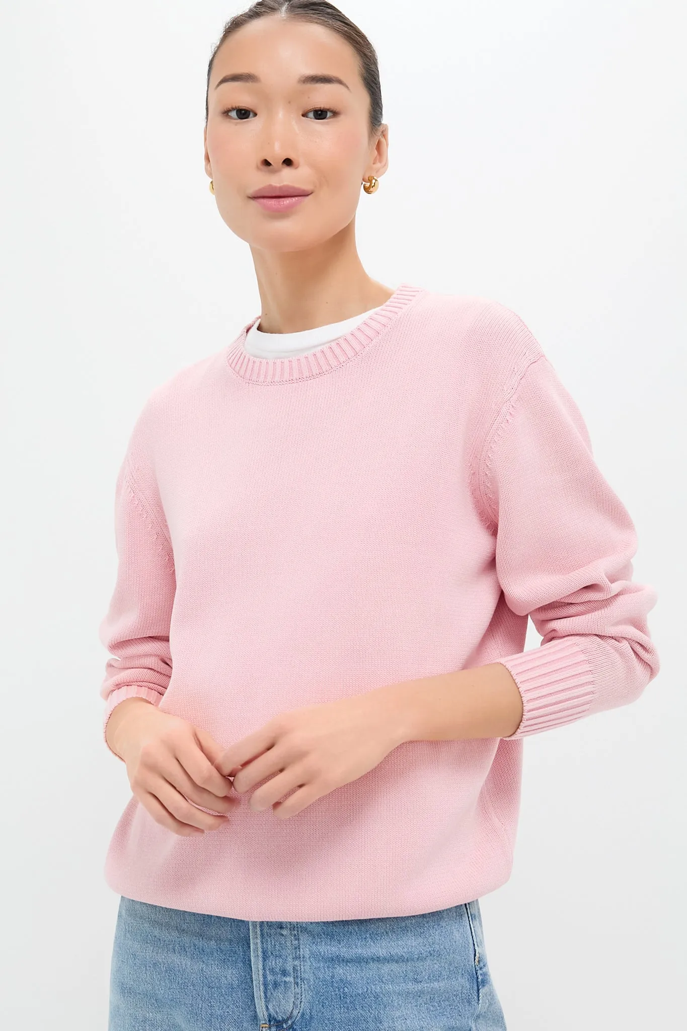 Pink Stone Washed Cotton Anne Crewneck Sweater