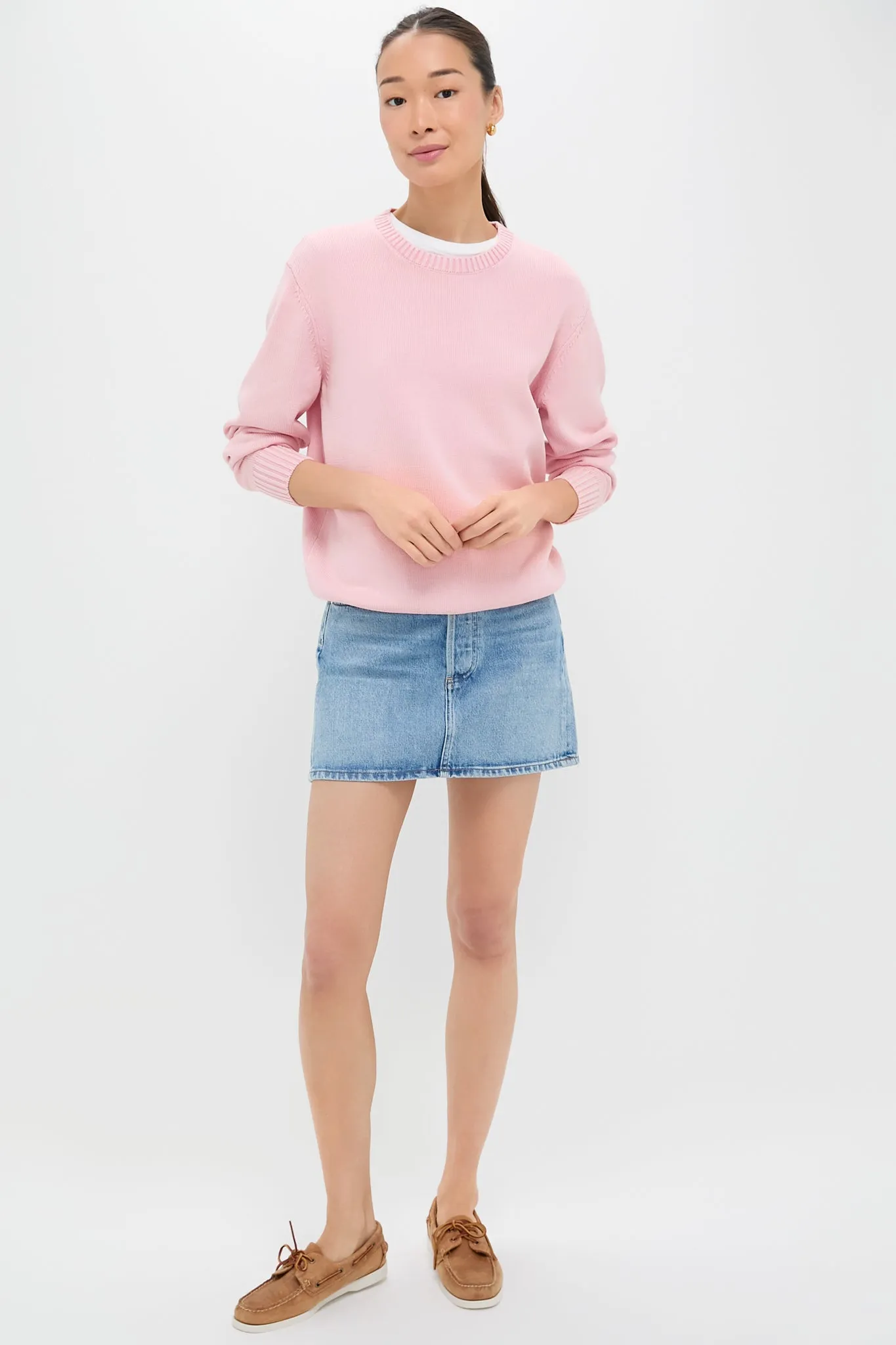 Pink Stone Washed Cotton Anne Crewneck Sweater