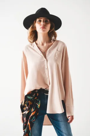 Pocket detail oversized shirt in beige